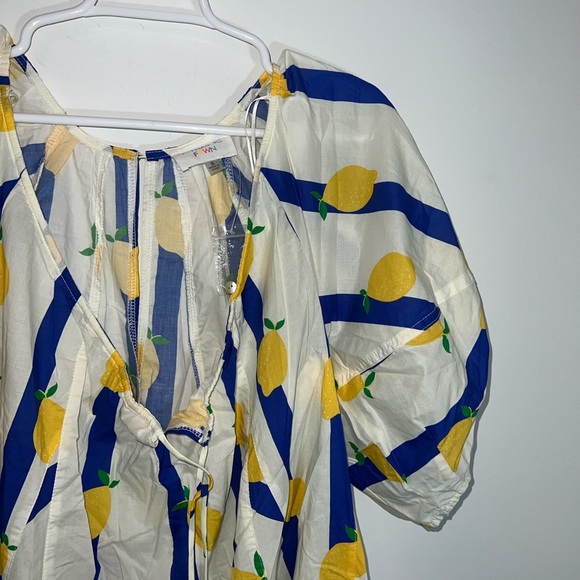 Fantastic Fawn Lemon Print romper with Blue Stripes small - Picture 6 of 15